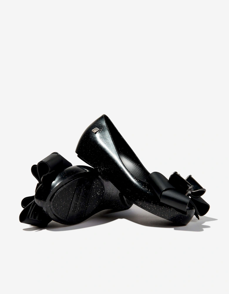 Girls Mini Ultragirl Fab Bow Ballerinas in Black