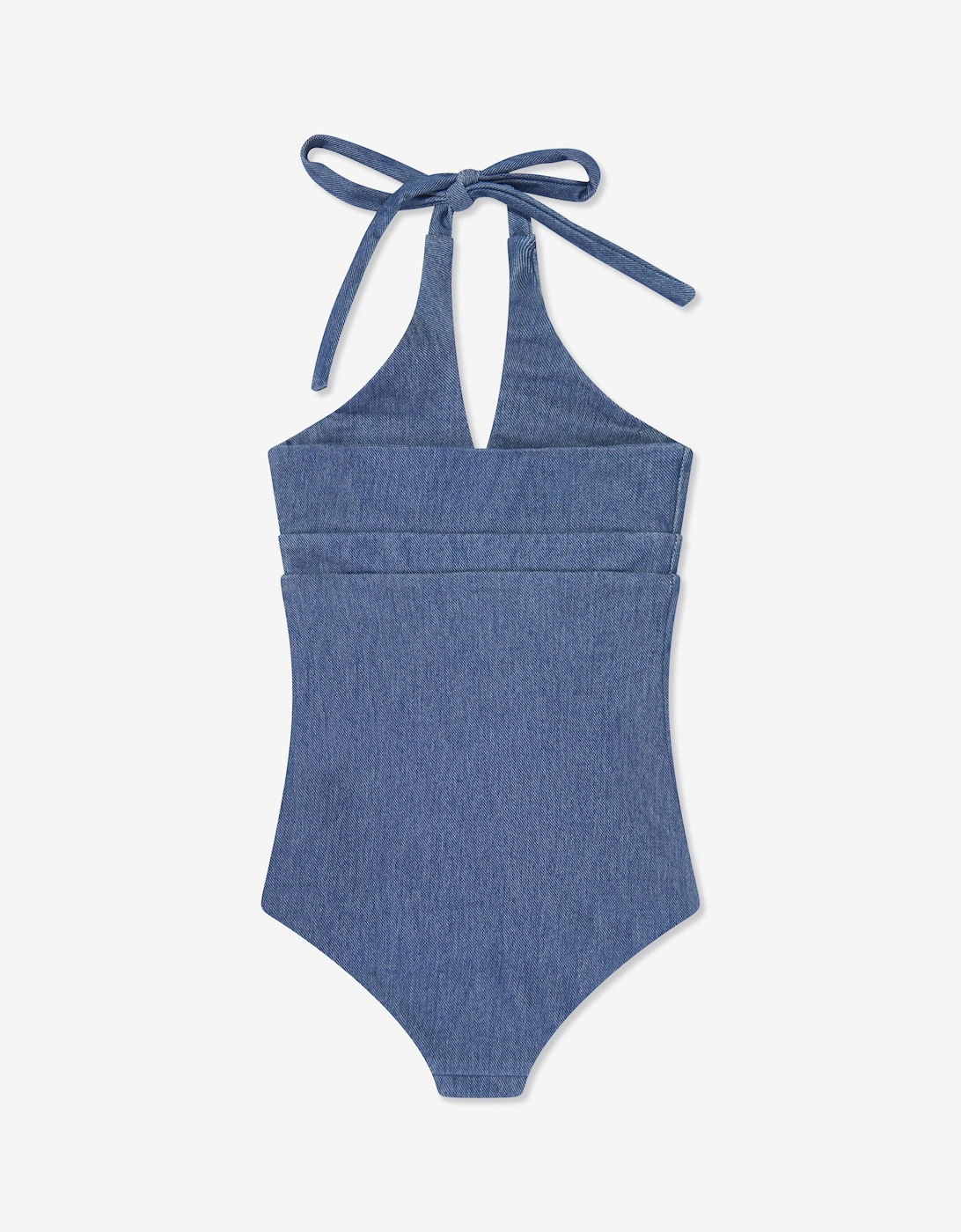 Girls Denim Look Halterneck Swimsuit in Blue
