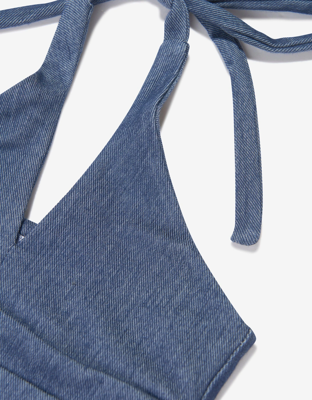 Girls Denim Look Halterneck Swimsuit in Blue