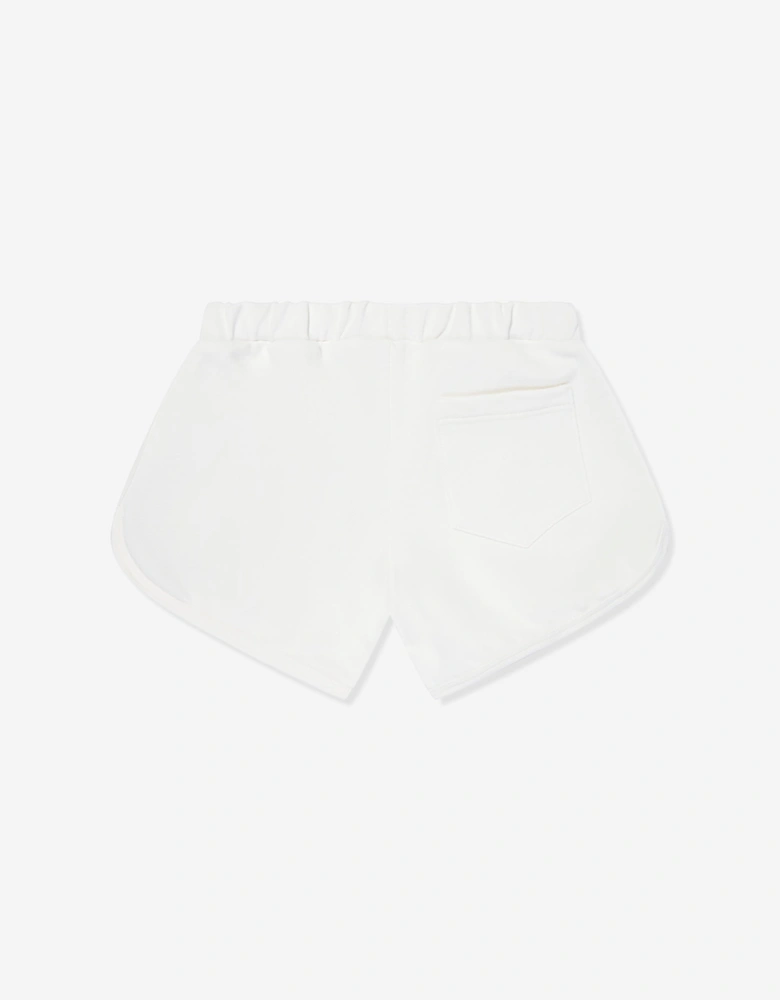 Girls Embroidered Logo Shorts in White