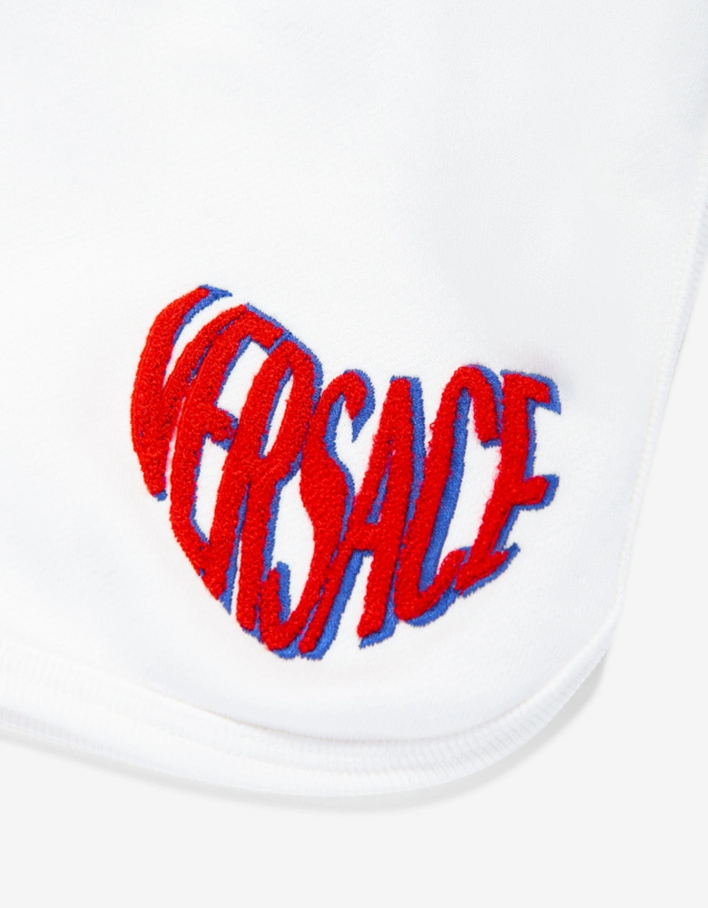 Girls Embroidered Logo Shorts in White