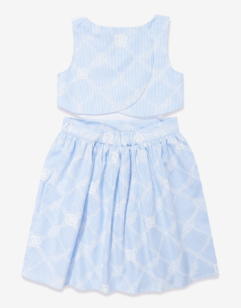 Girls Rope Logo Print Dress in Blue