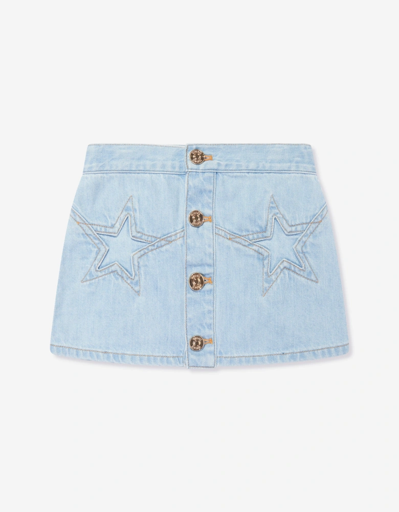 Girls Star Denim Skirt in Blue