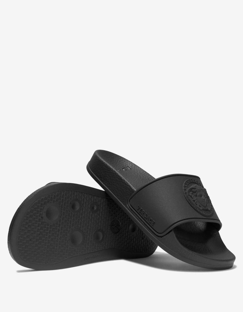 Kids Medusa Logo Sliders in Black