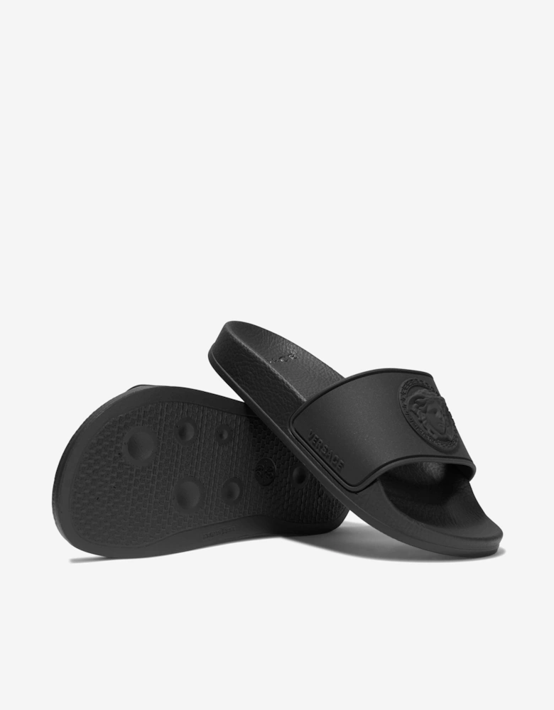 Kids Medusa Logo Sliders in Black