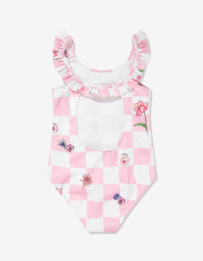 Girls Damier Flowers Swimsuit in Pink