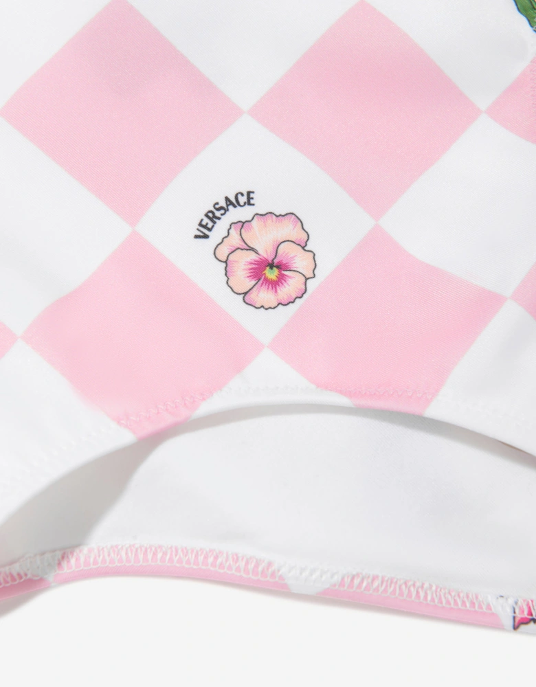 Girls Damier Flowers Swimsuit in Pink
