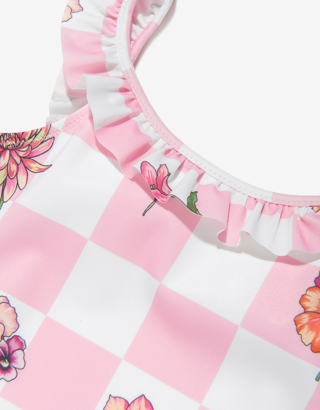 Girls Damier Flowers Swimsuit in Pink