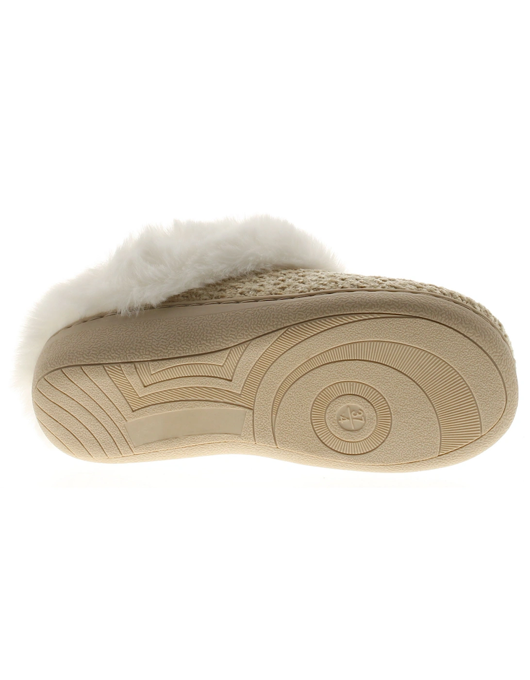 Womens Mule Slippers Faux Fur Lining Collar Fern beige UK Size
