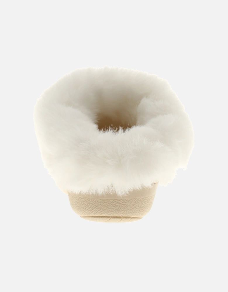 Womens Mule Slippers Faux Fur Lining Collar Fern beige UK Size