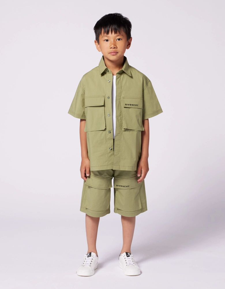 Boys Pocket Flap Bermuda Shorts in Green