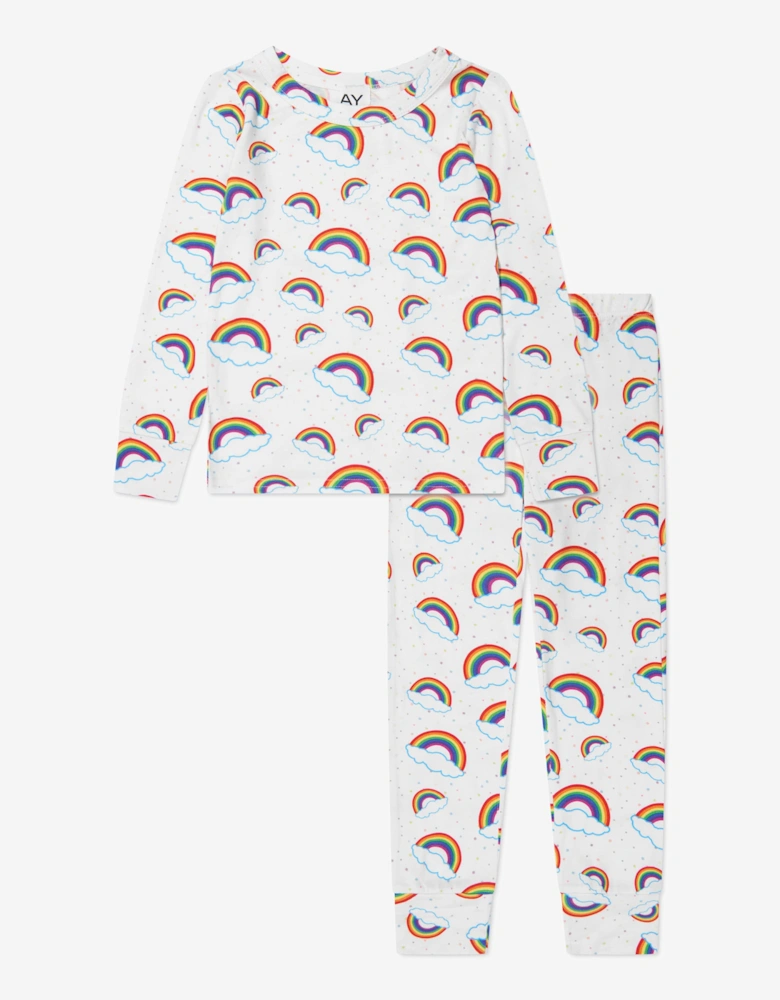 Girls Rainbow Pyjamas Set in Multicolour