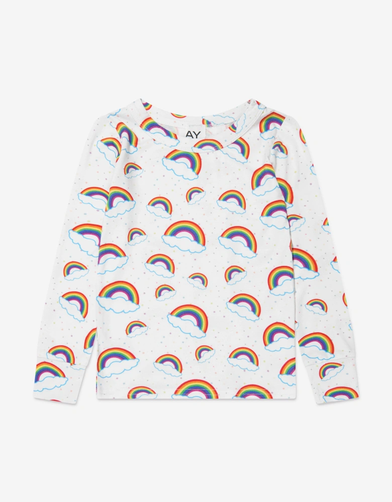 Girls Rainbow Pyjamas Set in Multicolour