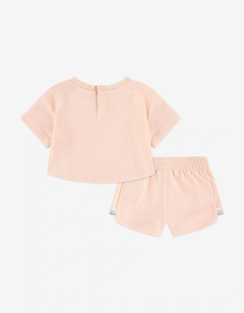 Girls Lets Roll Terry Towel Short Set in Pink