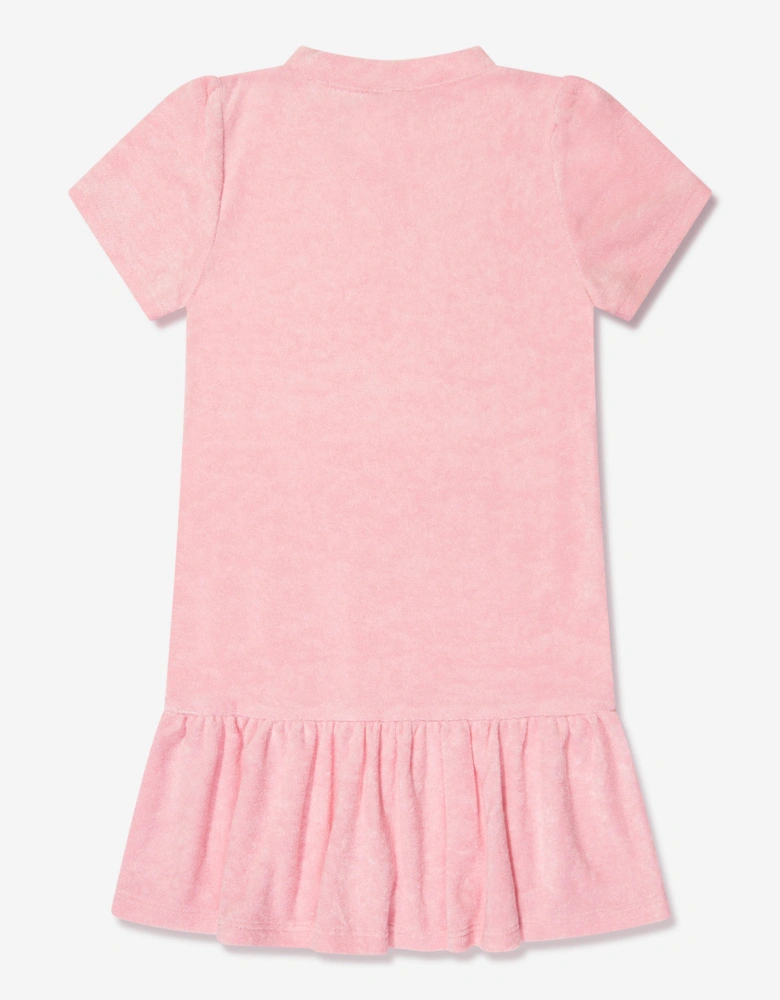 Girls Towelling Mini Dress in Pink