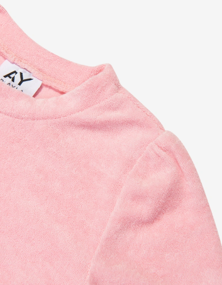 Girls Towelling Mini Dress in Pink