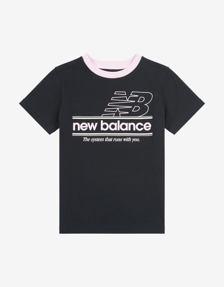 Girls Systems Graphic T-Shirt in Black