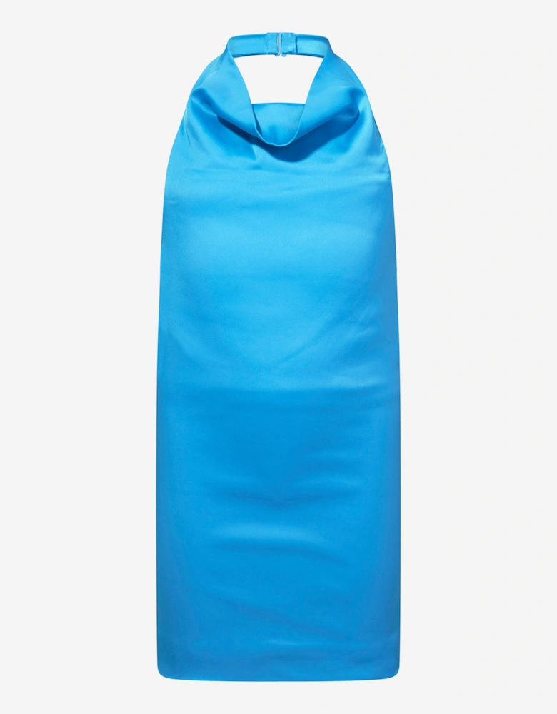 Girls Backless Satin Midi Dress in Blue