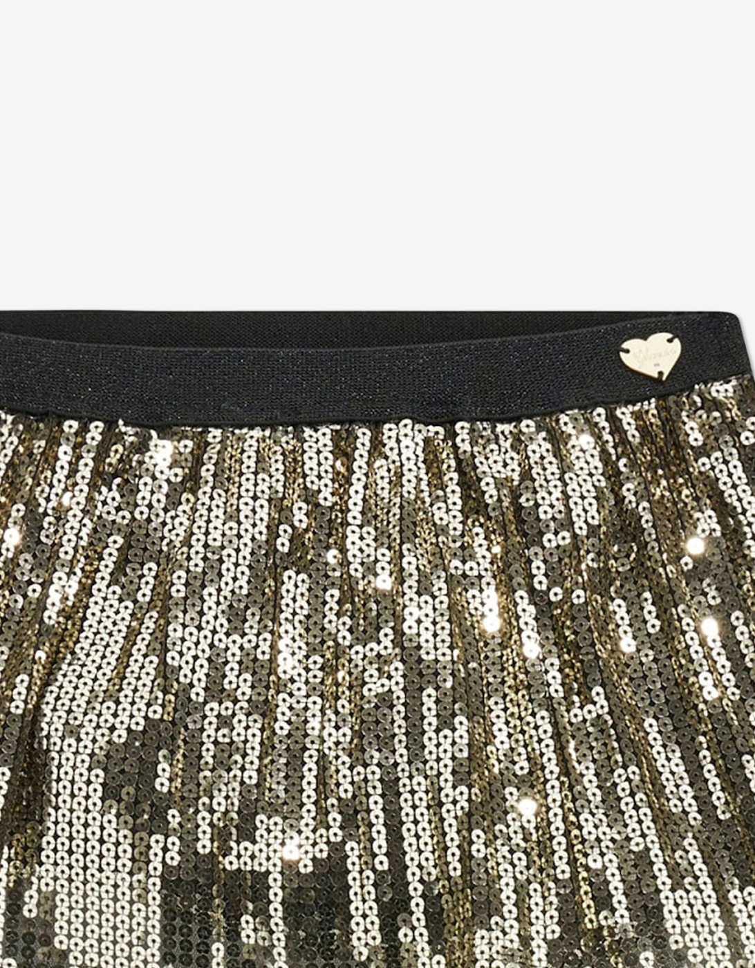 Girls Sequin Mini Skirt in Gold