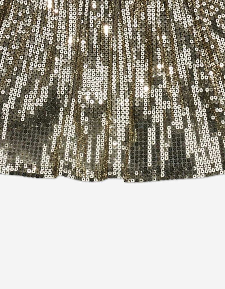 Girls Sequin Mini Skirt in Gold