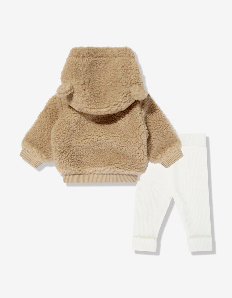 Baby Teddy Fleece Outfit Set in Beige