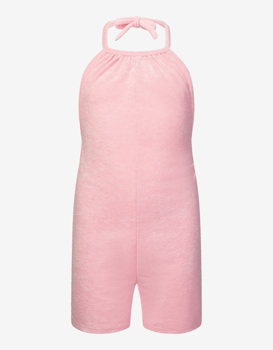 Girls Towelling Halterneck Romper in Pink