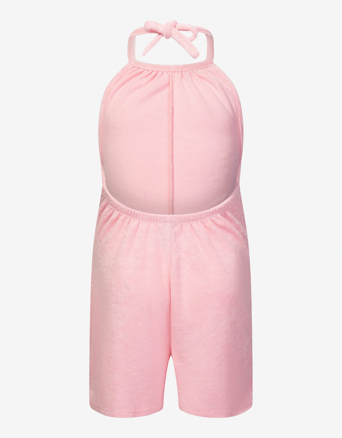 Girls Towelling Halterneck Romper in Pink