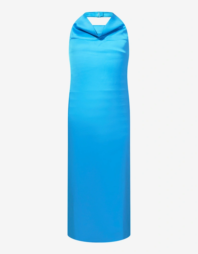 Girls Backless Satin Maxi Dress in Blue