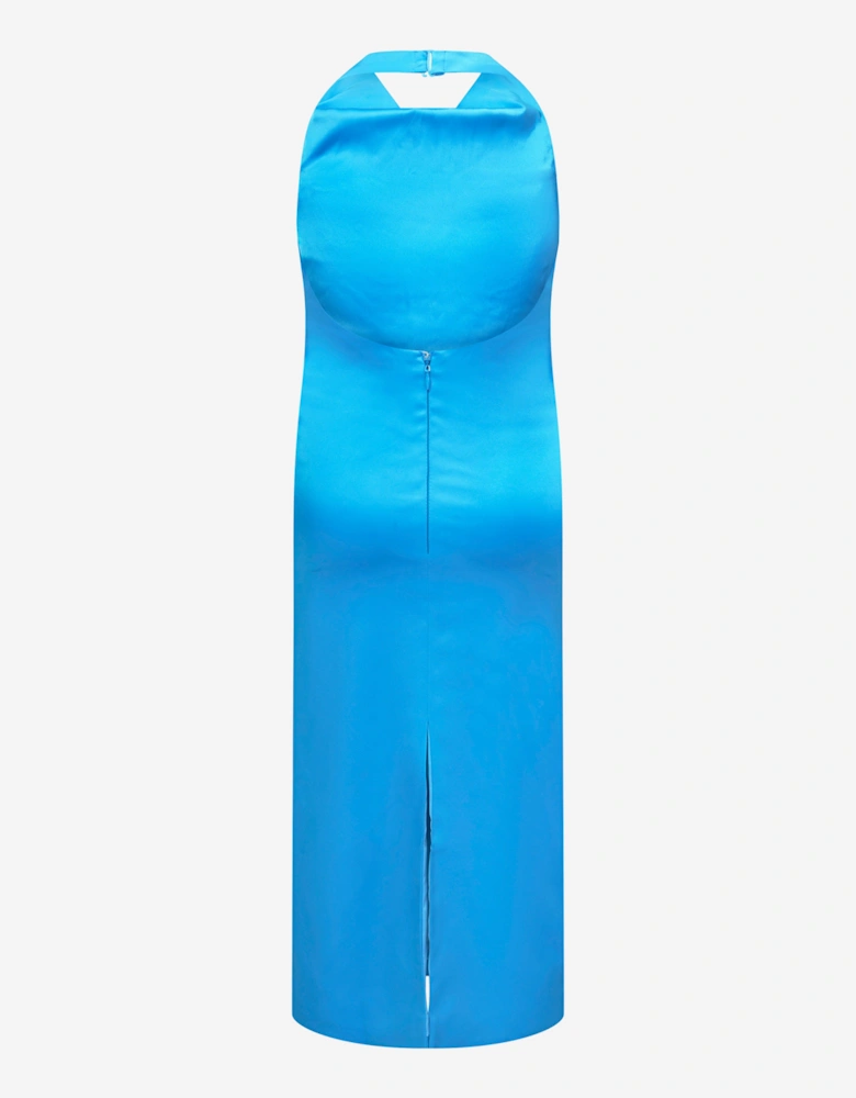 Girls Backless Satin Maxi Dress in Blue
