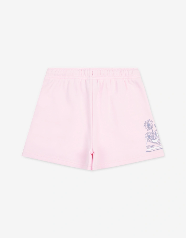 Girls Floral Sneaker Graphic Shorts in Pink