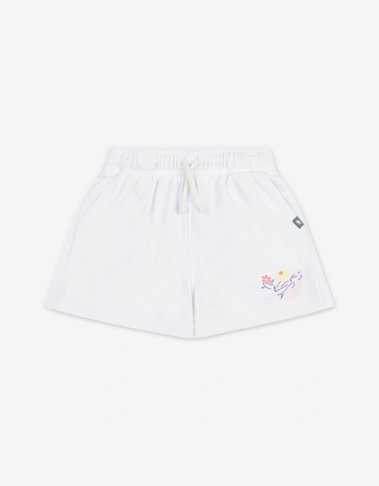 Girls Floral Vines Graphic Shorts in White