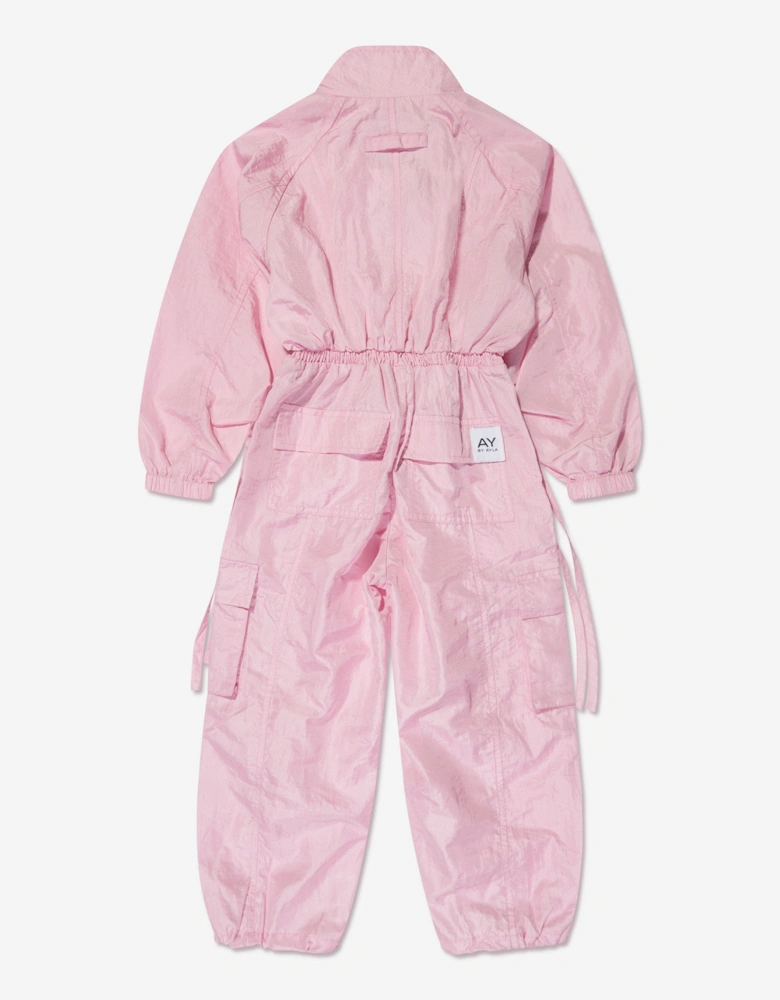 Girls Nylon Jumpsuit in Pink