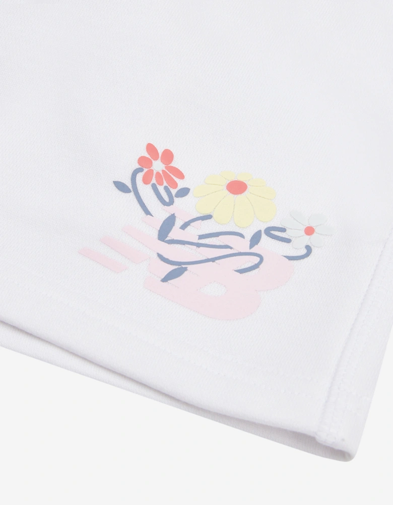 Girls Floral Vines Graphic Shorts in White