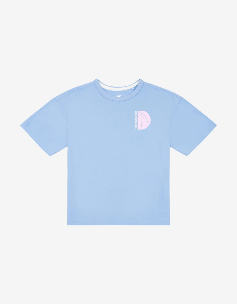 Girls Hoops Court Graphic T-Shirt in Blue