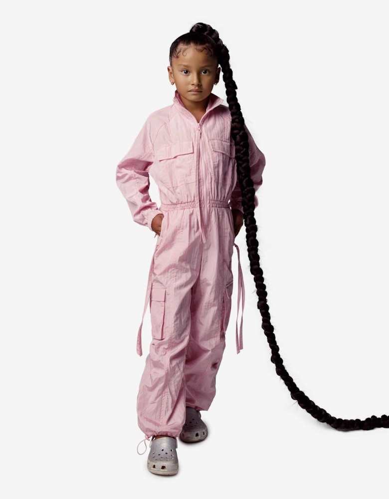 Girls Nylon Jumpsuit in Pink