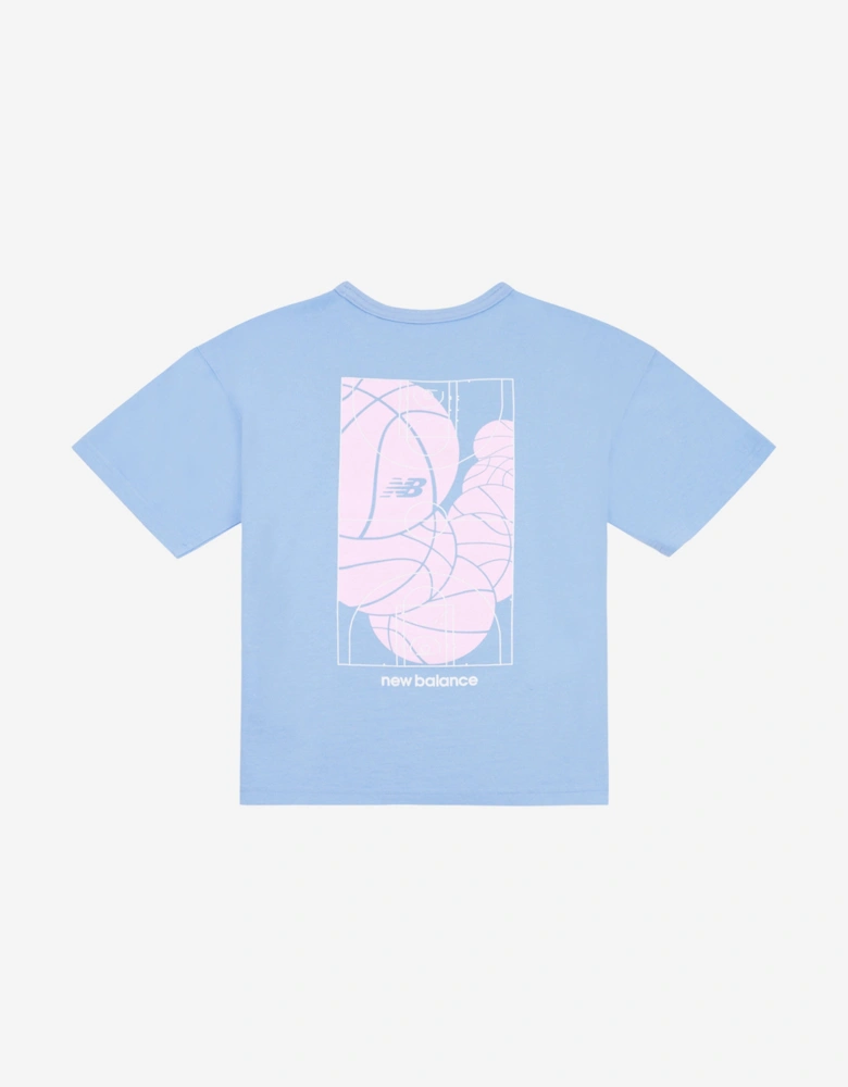 Girls Hoops Court Graphic T-Shirt in Blue
