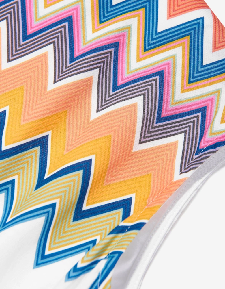 Girls Zigzag Jersey Playsuit in White