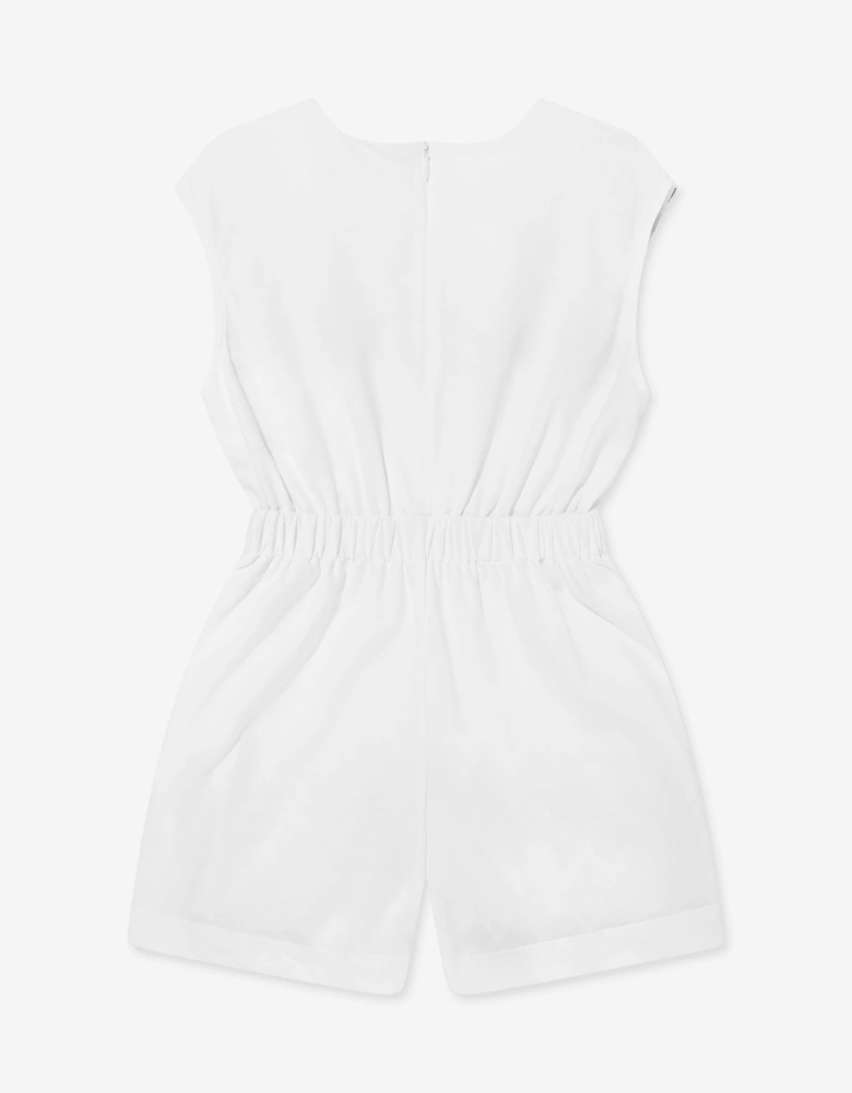 Girls Zigzag Jersey Playsuit in White