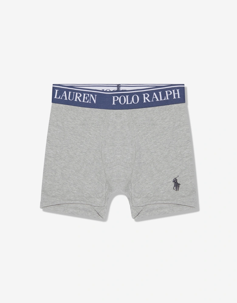 Boys Cotton Stretch 5 Pack Boxer Shorts Set in Grey