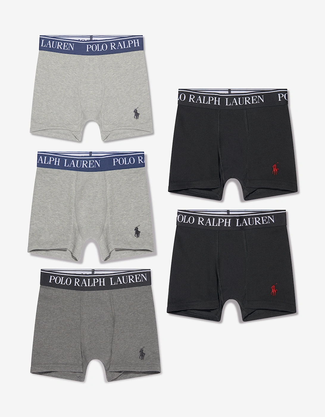 Boy's Ralph Lauren Boys Cotton Stretch 5 Pack Boxer Shorts Set in Grey - Size: 10-12 yrs m