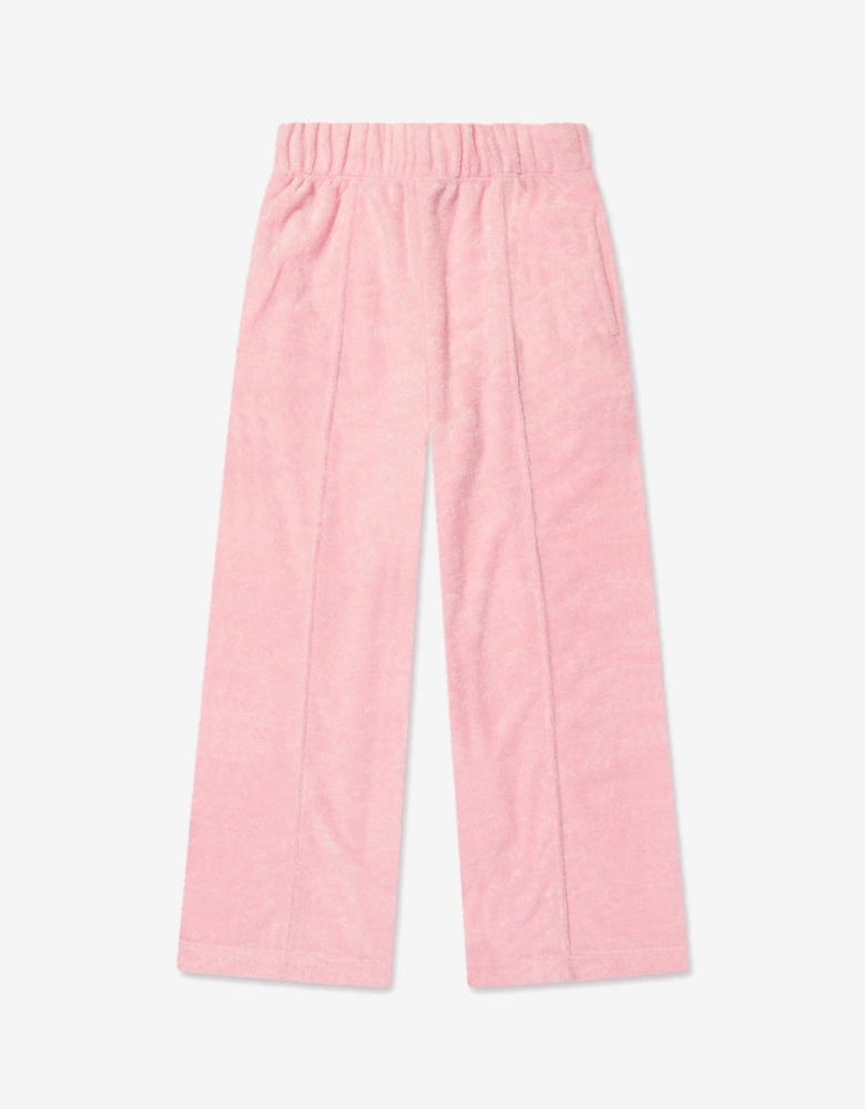 Girls Towelling Flared Trousers in Pink