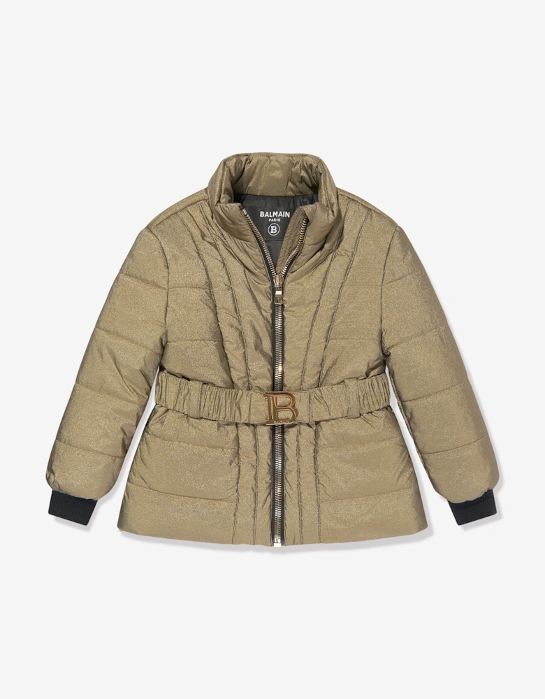 Girls Puffer Jacket in Gold