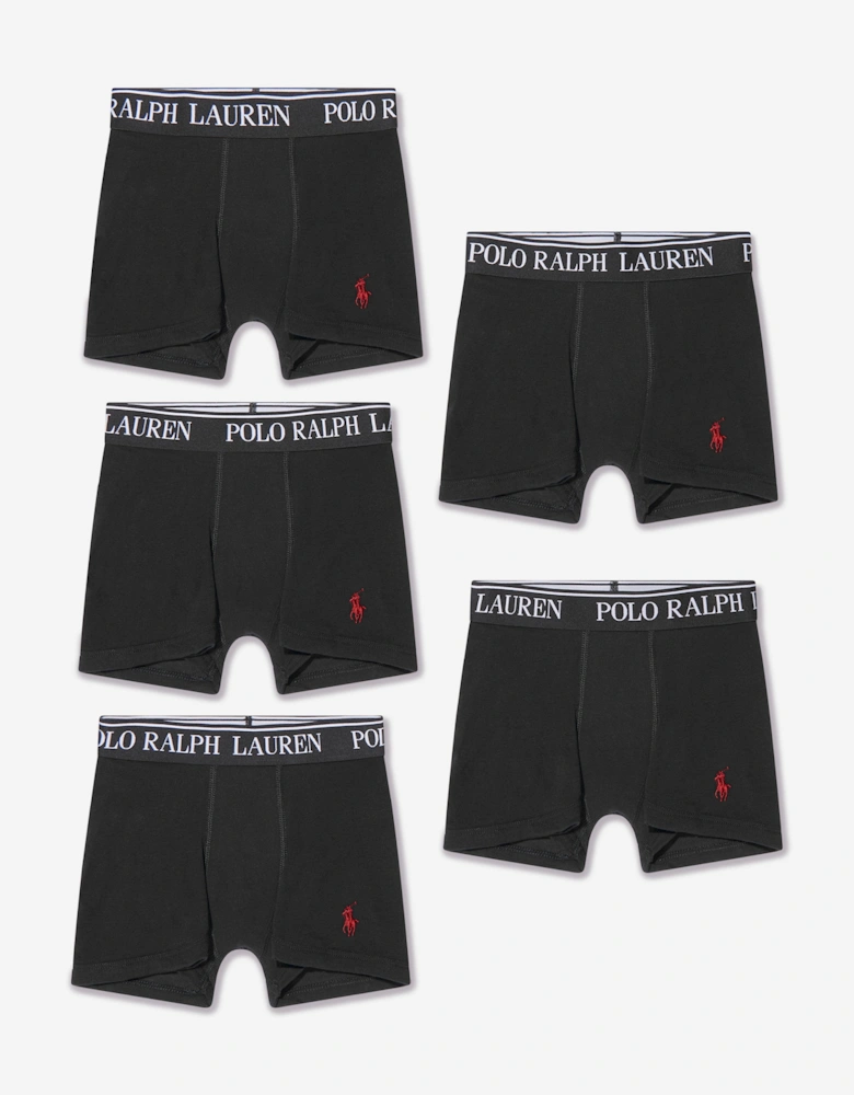 Boys 5 Pack Boxer Shorts Set in Black