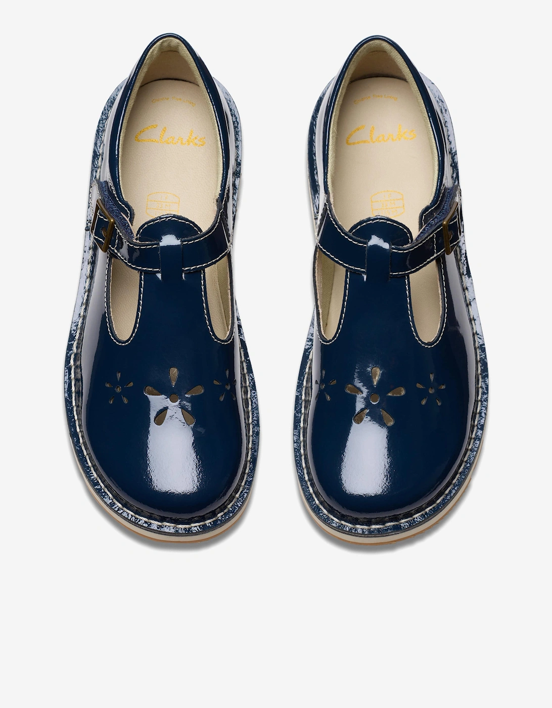 Girls Patent Joyful Skip T-Bar Shoes in Navy