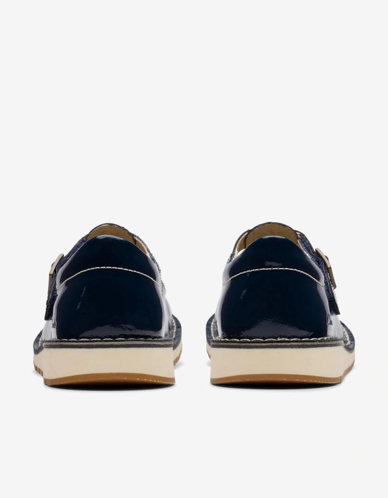 Girls Patent Joyful Skip T-Bar Shoes in Navy