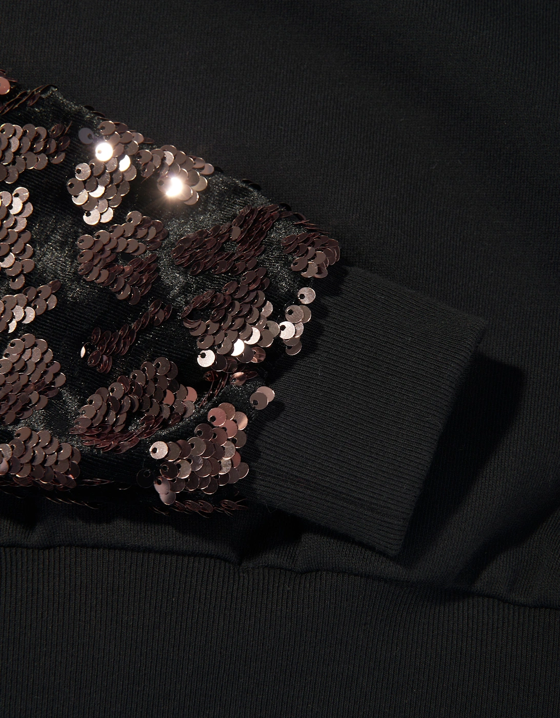 Girls Sequin Sleeve Sweatshirt in Black