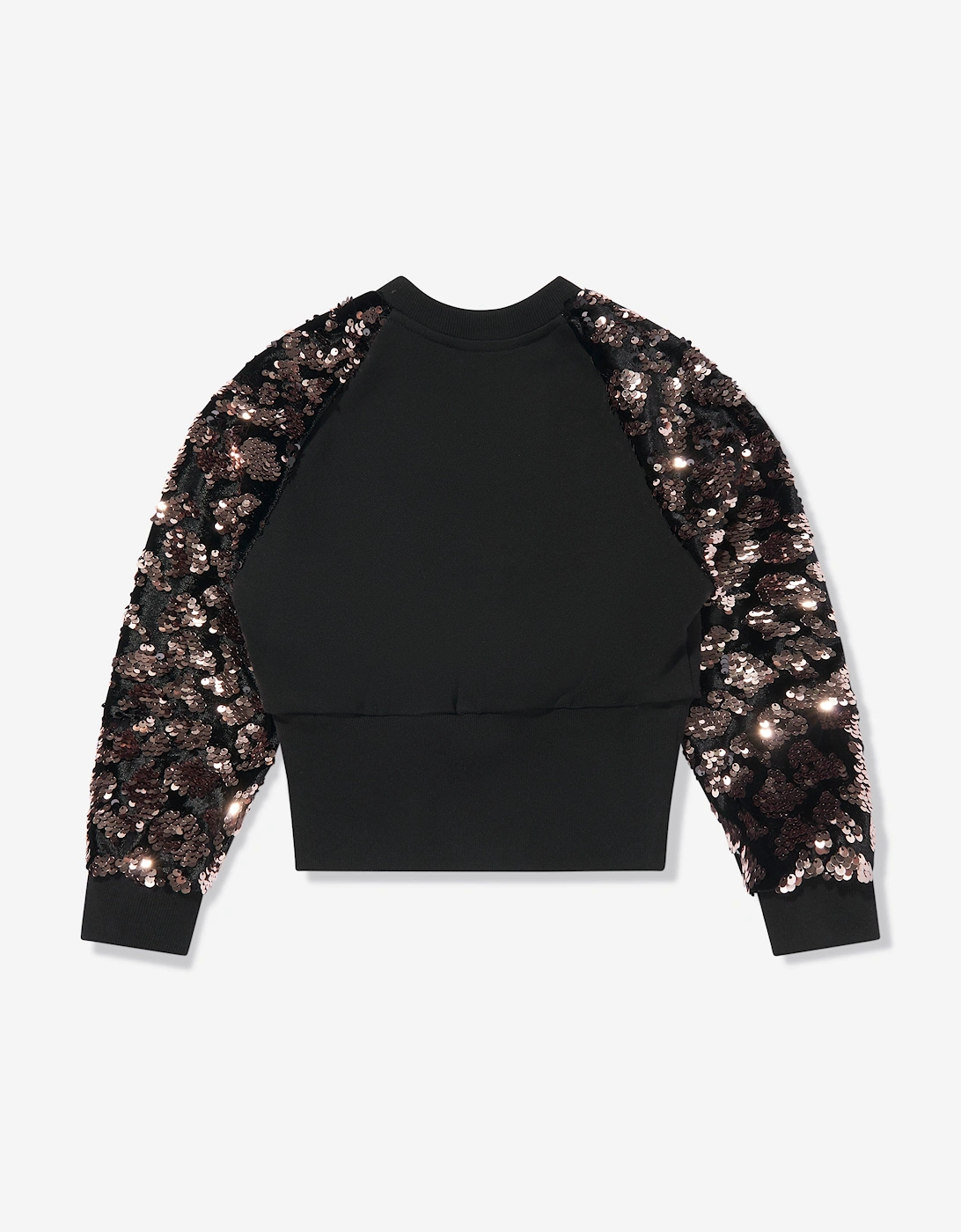 Girls Sequin Sleeve Sweatshirt in Black