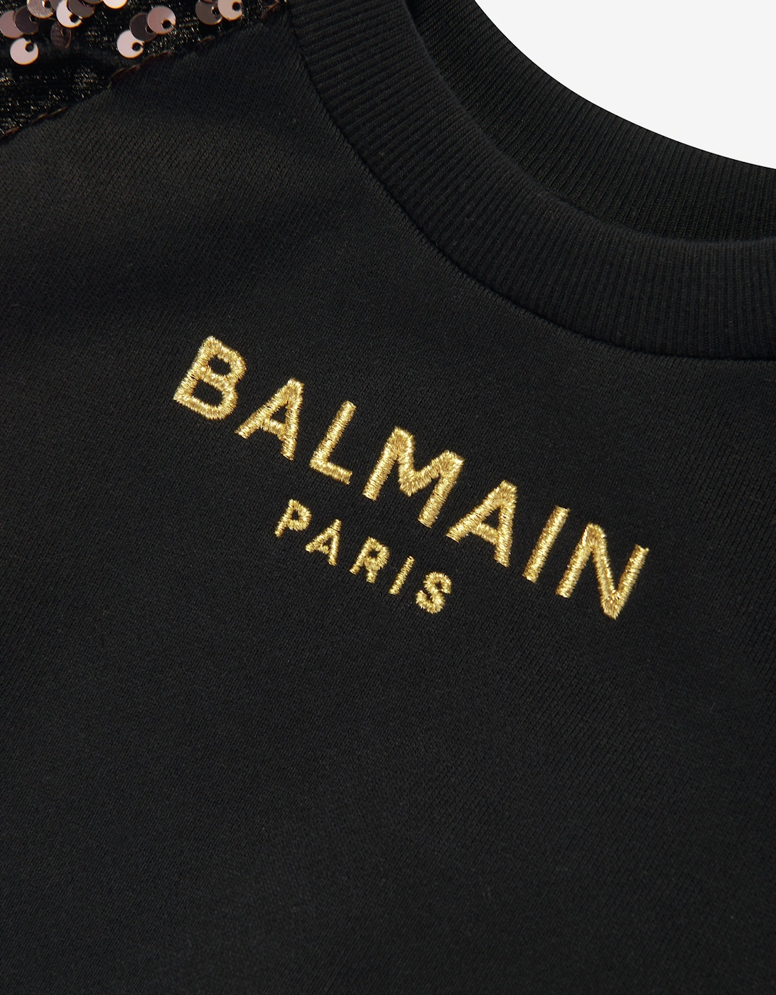 Girls Sequin Sleeve Sweatshirt in Black