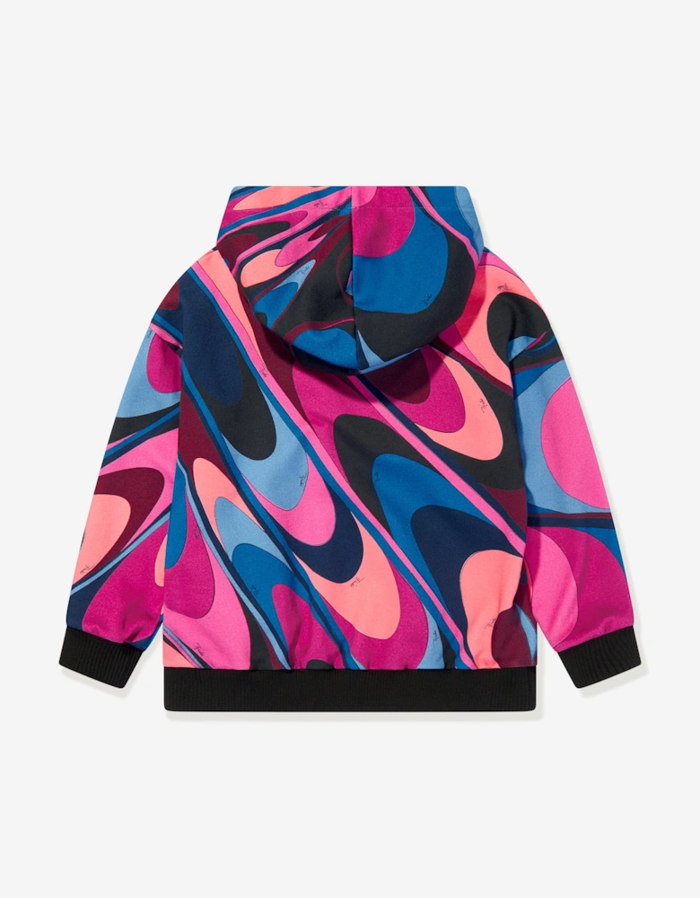 Girls Onde Print Hoodie in Multicolour