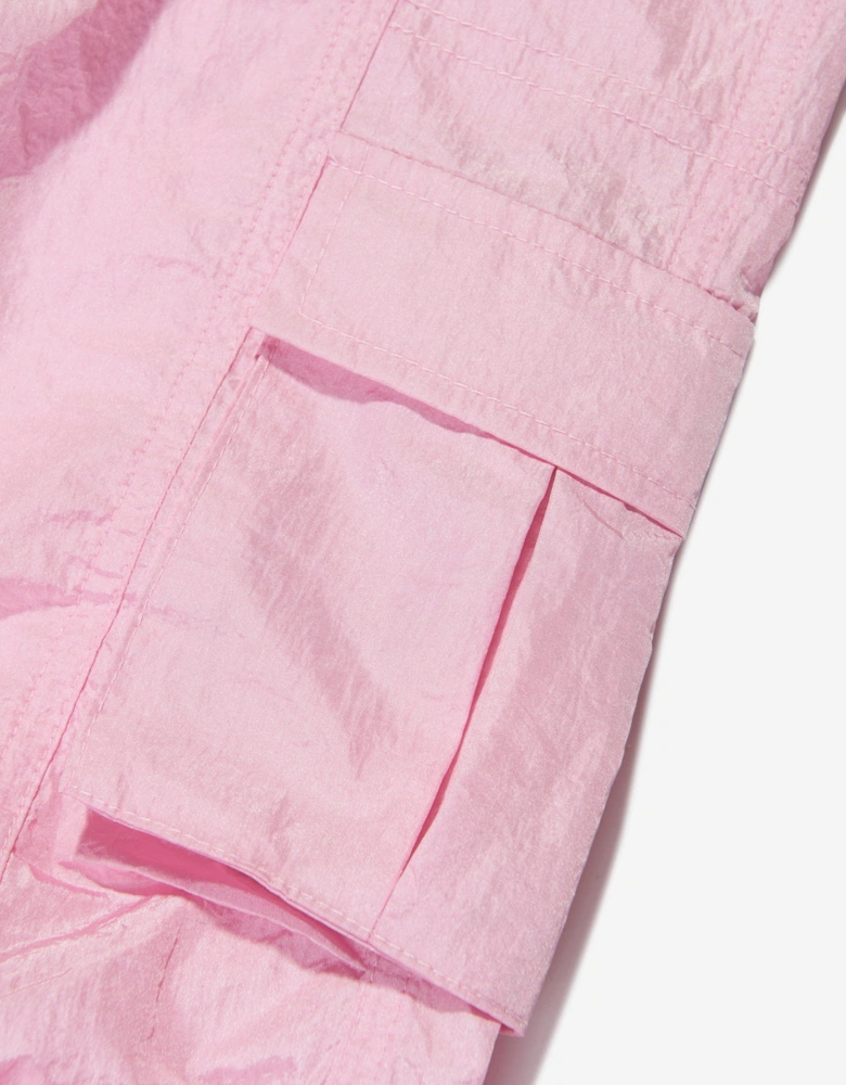 Girls Nylon Cargo Trousers in Pink